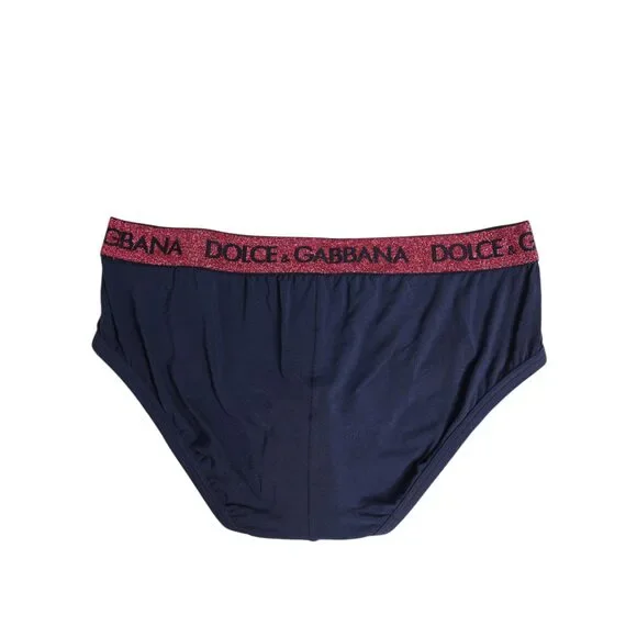 Dolce & Gabbana Blue Red Logo Stretch Regular Brief Underwear Mens Underwear